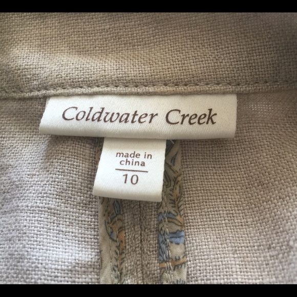 Beige Linen long sleeve snap jacket w/ peplum sz10 - Picture 5 of 7